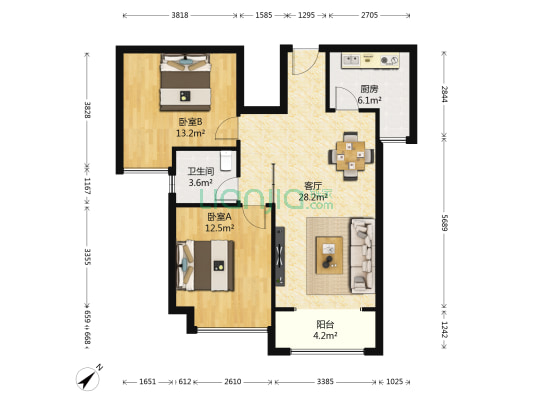 建发金沙里 2室1厅1卫 82平方