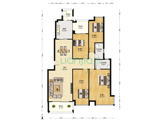 翡翠绿洲泊郡 4室1厅2卫 177平方