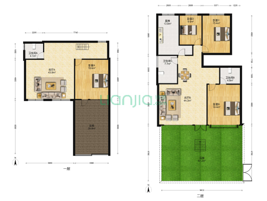荷叶馨园 4室2厅3卫 202平方