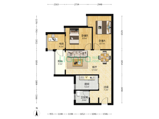 保利天汇三期 3室1厅1卫 81平方