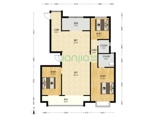 林水苑 3室2厅2卫 149平方