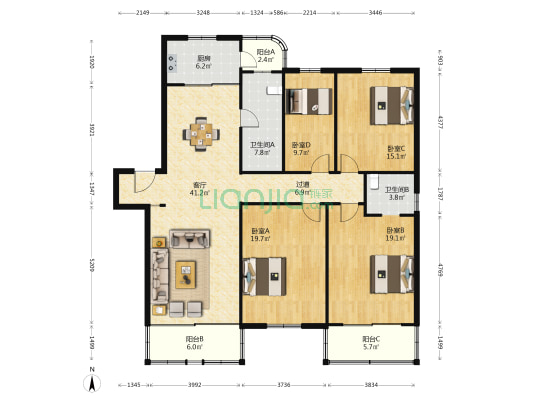 盐城中心血站家属楼 4室1厅2卫 174平方