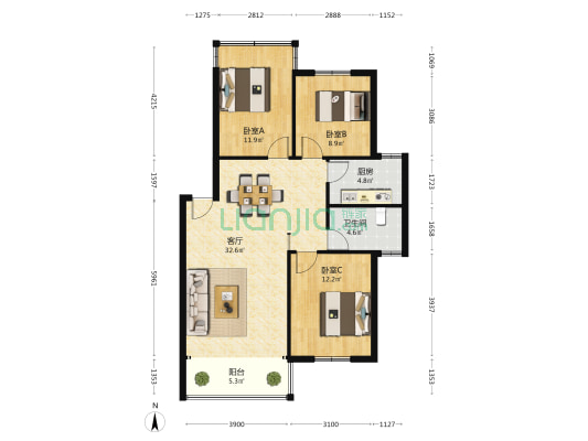 益田村公交宿舍 3室1厅1卫 92平方