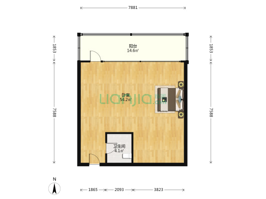 海诺大厦 1室0厅1卫 95平方