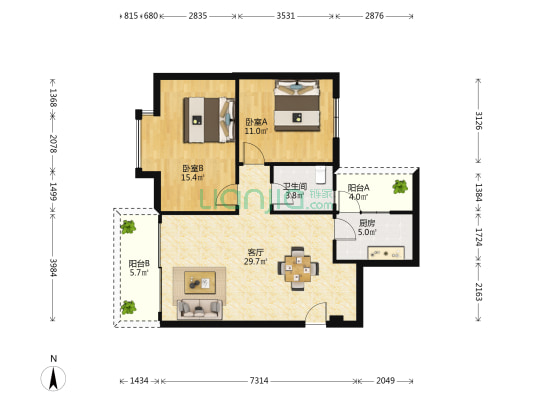 培风小区80号 2室1厅1卫 89平方