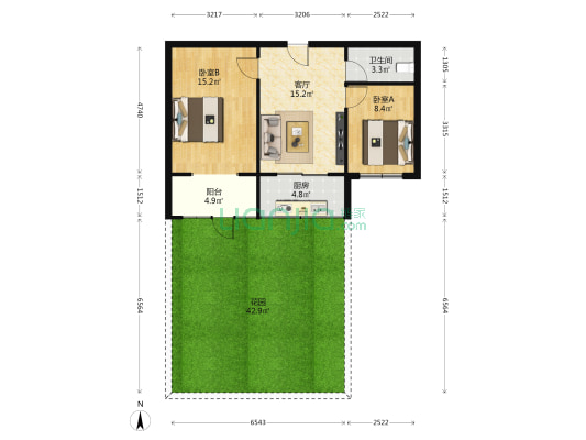 西纺四村小区 2室1厅1卫 61平方