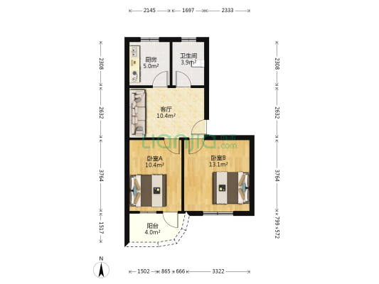 黄土坑东路146号 2室1厅1卫 58平方