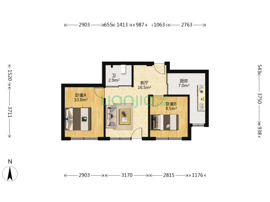 香水湾二期 2室1厅1卫 67平方