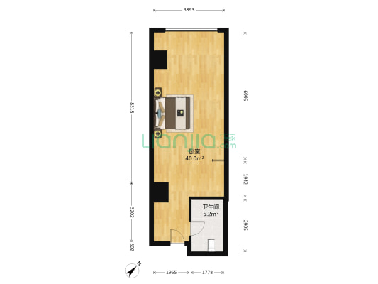 雅地天际 1室0厅1卫 58平方