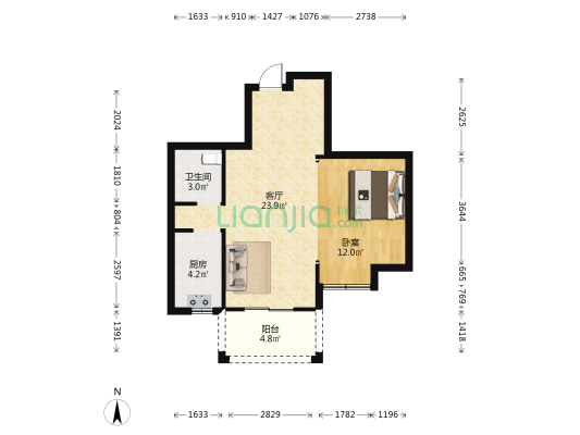 华屏苑 1室1厅1卫 61平方