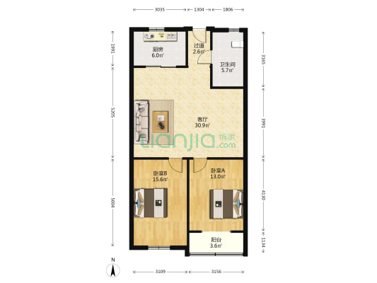 宝丰二村48号 2室1厅1卫 95平方