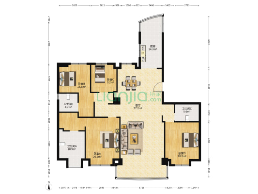 碧桂园云顶 4室1厅3卫 228平方