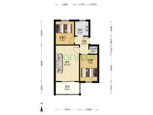 振华南路6号 2室1厅1卫 51平方