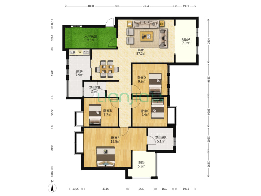 麓苑 4室1厅2卫 139平方