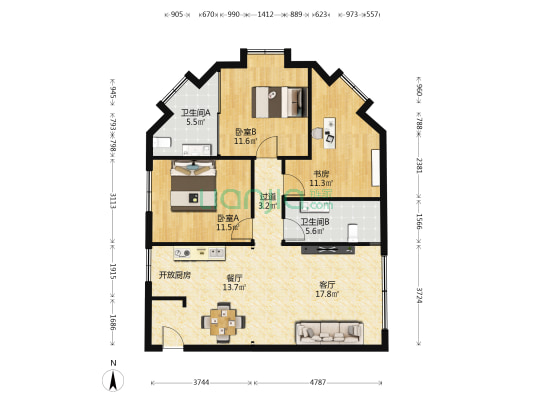 静安紫苑行政公馆 3室2厅2卫 152平方