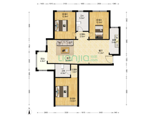 左岸蓝郡 3室2厅2卫 125平方