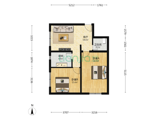 顺泰路7号院 2室1厅1卫 78平方