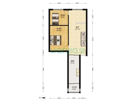 宝山南路306号 2室1厅1卫 68平方