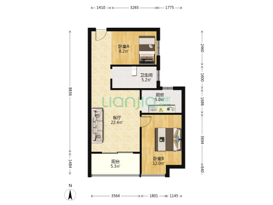 南门佳园 2室1厅1卫 75平方