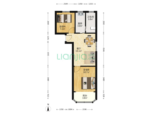 李子园公寓 2室1厅1卫 57平方