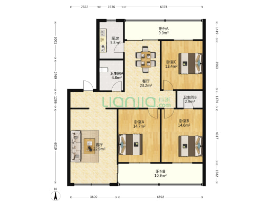 钟山北巷3号 3室2厅2卫 121平方