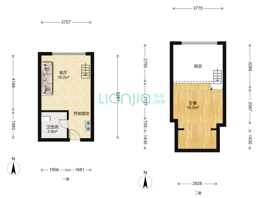恒丰时代 1室1厅1卫 39平方
