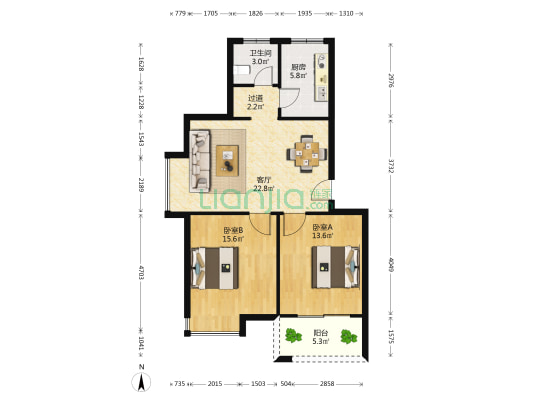 石雪公寓西区 2室1厅1卫 79平方
