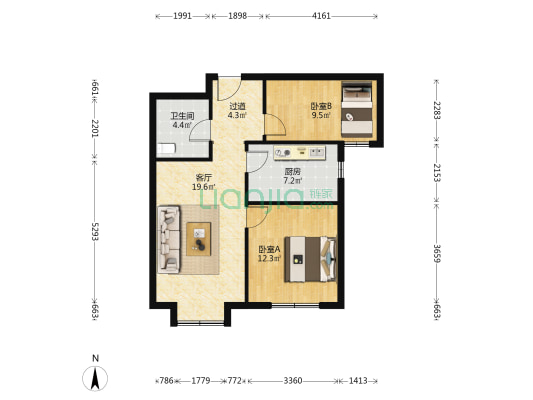 海悦蓝庭 2室1厅1卫 82平方
