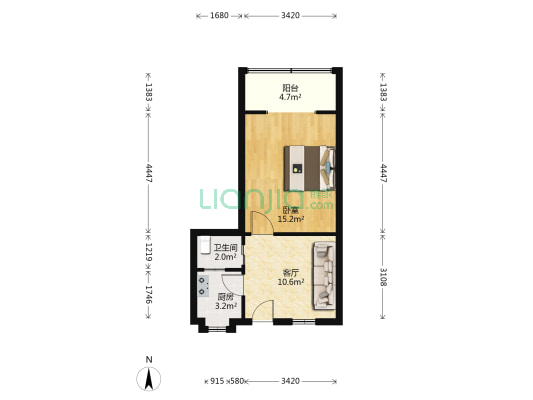 武珞路302号 1室1厅1卫 45平方