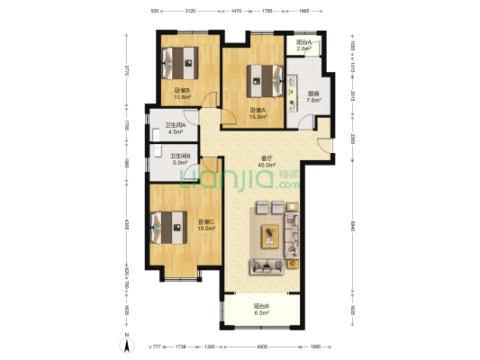 鲁润静园 3室1厅2卫 150平方