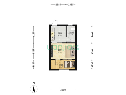 圣煜公寓(港门村东二路5号) 1室1厅1卫 35平方