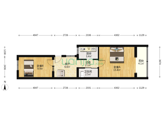 永乐里10号院 2室1厅1卫 57平方