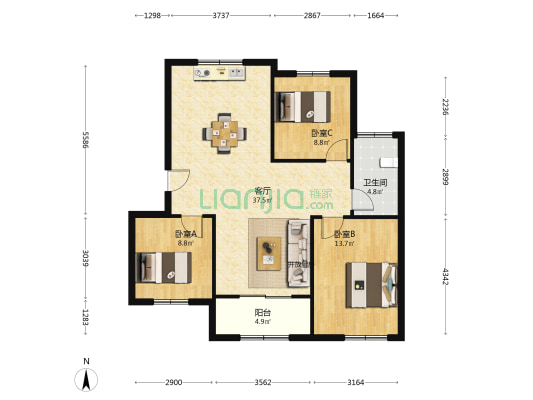 东丰台堡村 3室1厅1卫 97平方