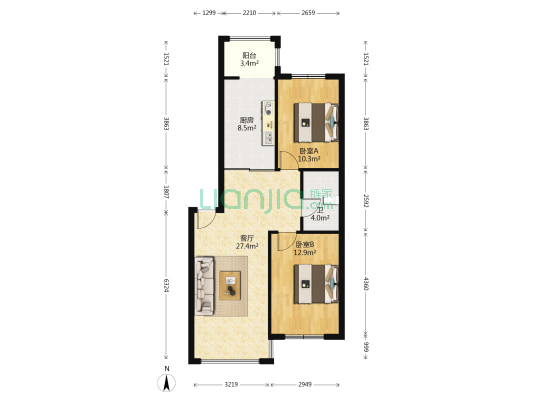 高铁家园 2室1厅1卫 101平方