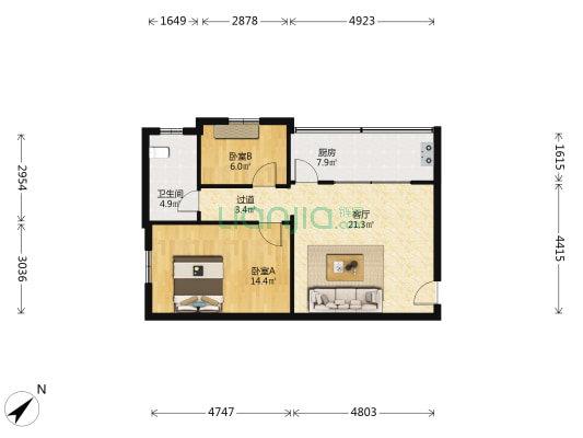 永康商住楼 2室1厅1卫 73平方