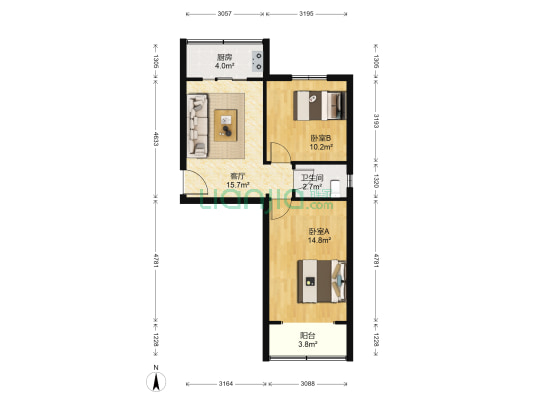 公交六公司西区家属院 2室1厅1卫 63平方