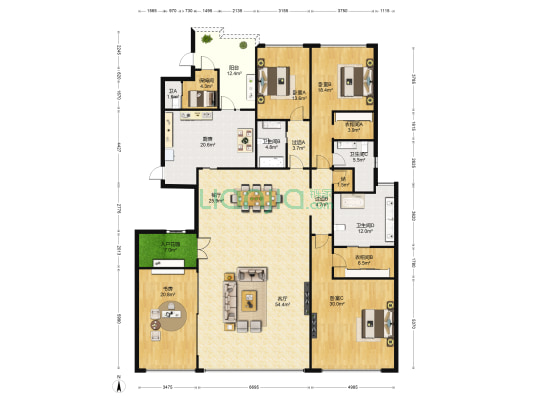 仁恒滨海中心 4室2厅4卫 300平方