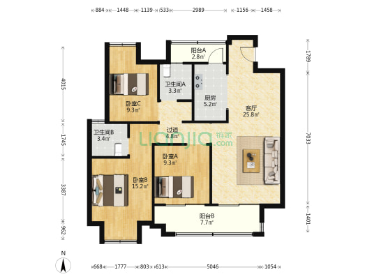 金科·集美府 3室1厅2卫 117平方