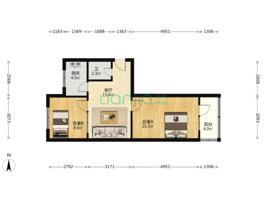 兰州糖果厂家属院 2室1厅1卫 50平方