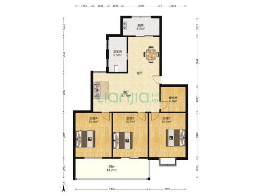 兴盛华庭 3室1厅1卫 139平方