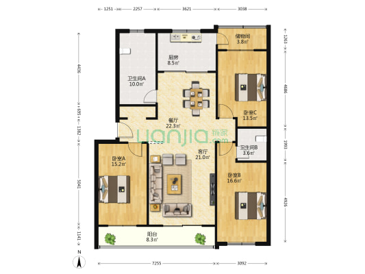 恒苑家园 3室2厅2卫 147平方