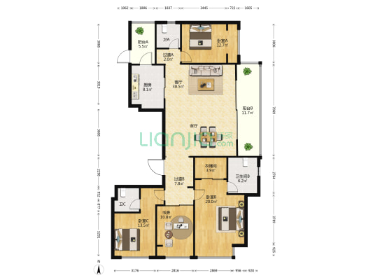 华润中心悦府 4室1厅3卫 188平方