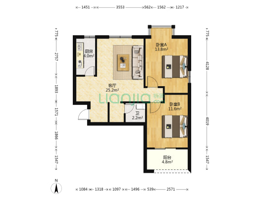 永南佳园 2室1厅1卫 76平方