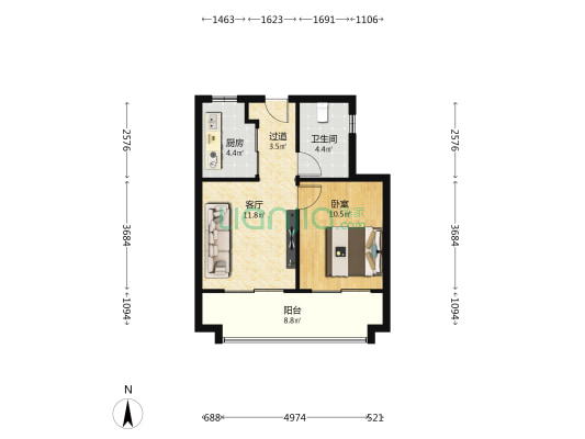 曲江新鸥鹏教育城 1室1厅1卫 58平方