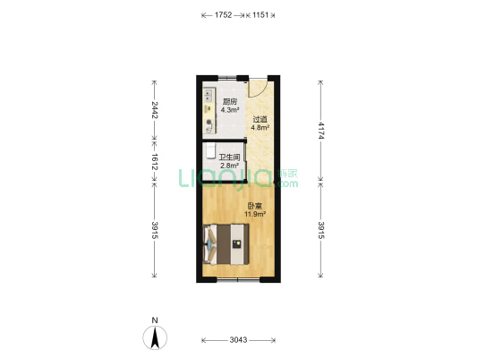 翰林书香苑三期 1室0厅1卫 34平方
