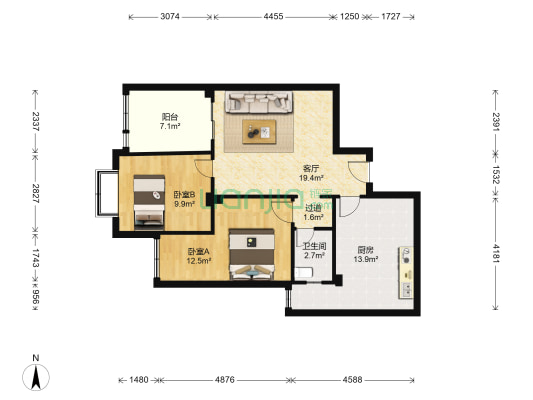 武侯国际花园 2室1厅1卫 78平方