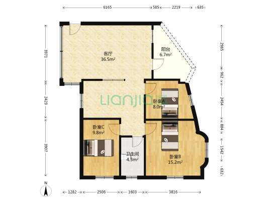 新力楼 3室1厅1卫 102平方
