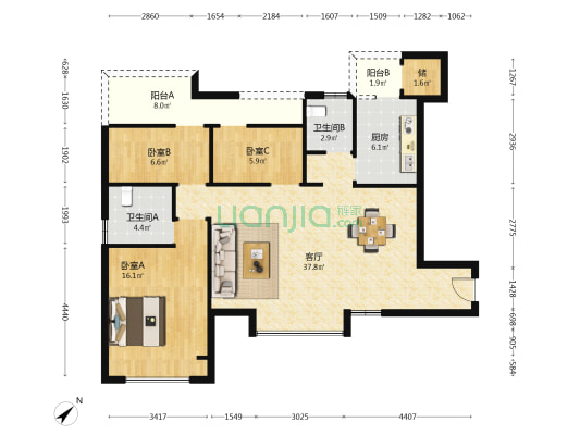 ACG时空动漫城 3室1厅2卫 108平方
