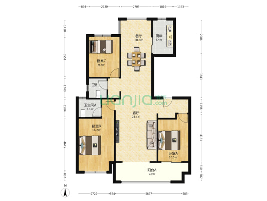 驻马店建业世悦府 3室2厅2卫 125平方