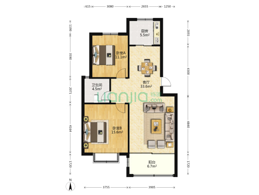 梅苑里 2室1厅1卫 97平方